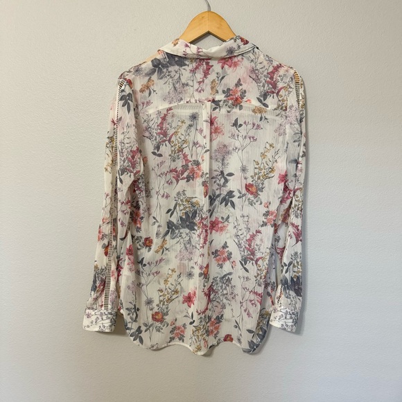 Kut From the Kloth Sheer Floral Button Down Blouse—M - Picture 6 of 9